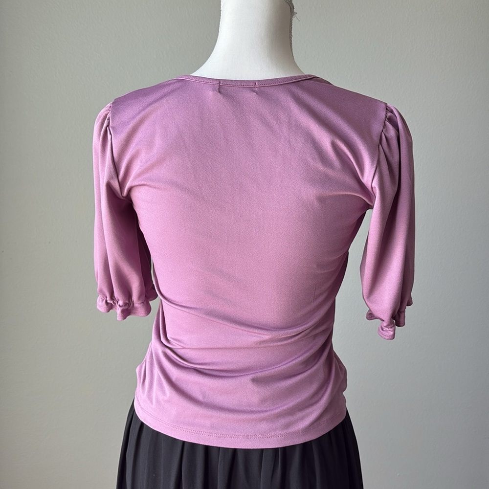 Lavender Ruched Front Blouse Top - Picture 5 of 12